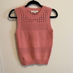 LOFT Pink Knit Sweater Tank 100% Cotton